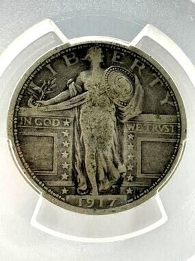1917 PCGS F15 Type 1 25C Standing Liberty Quarter (6670)